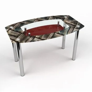 Стол обеденный Бочка с полкой Pelle rosso