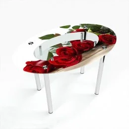 Стіл обідній Овальний з полицею Red Roses